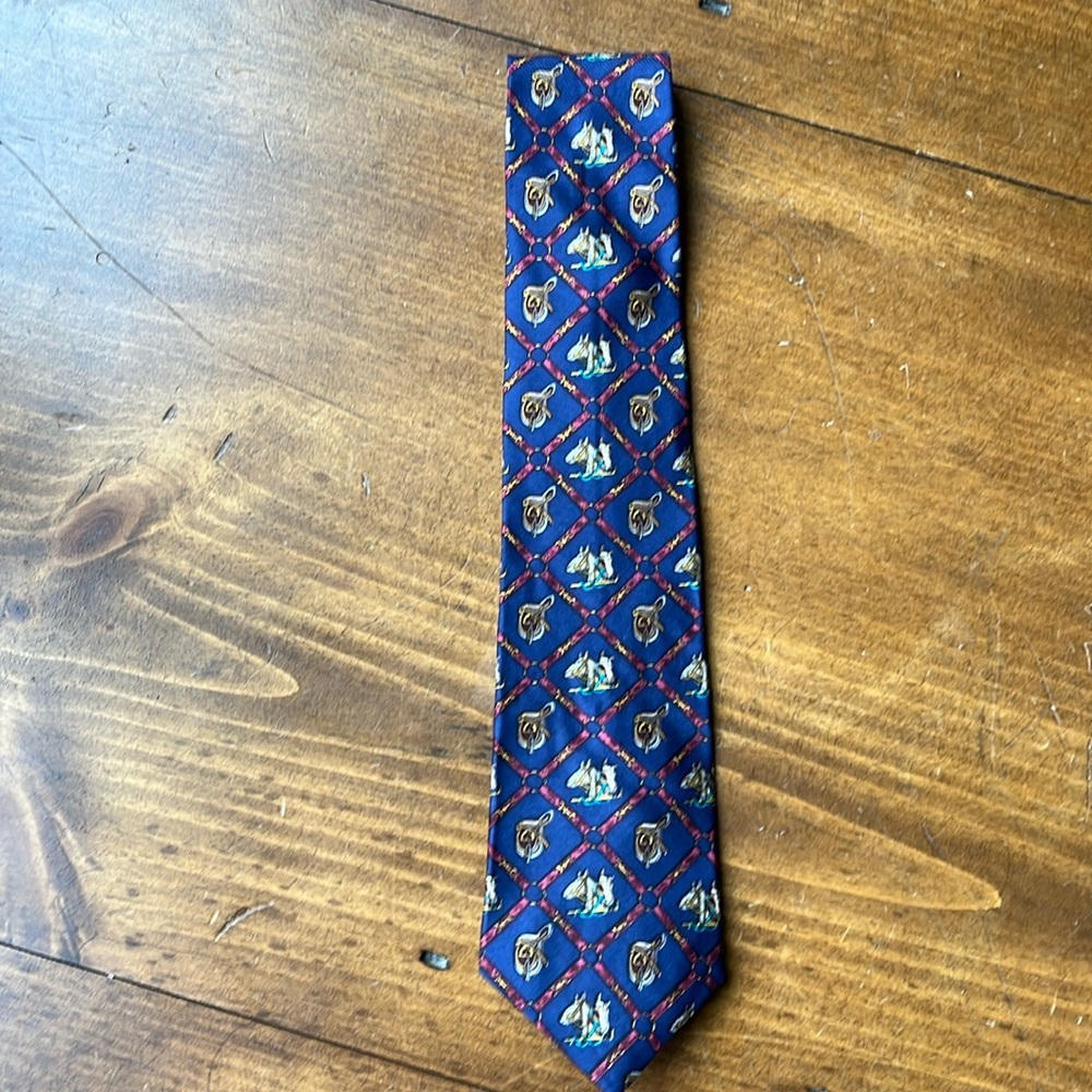 Alynn Neckwear “Horse & Saddle” Navy Blue  100% Silk Tie